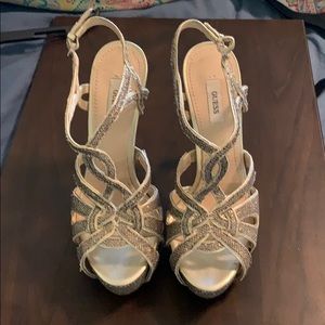 Guess gold platform heels